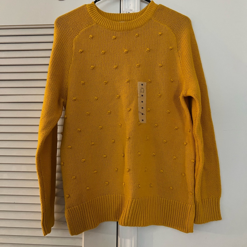 Yellow Textured Knit Sweater